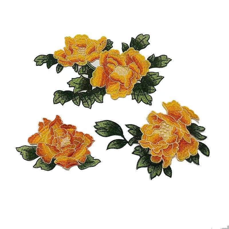 Gelbe Pfingstrose Gestickte Blume Applikation Patch Kleidung Dekoration Gelbe Pfingstrose Gestickte Blume Applikation Patch Kleidung Dekoration von Laceshine