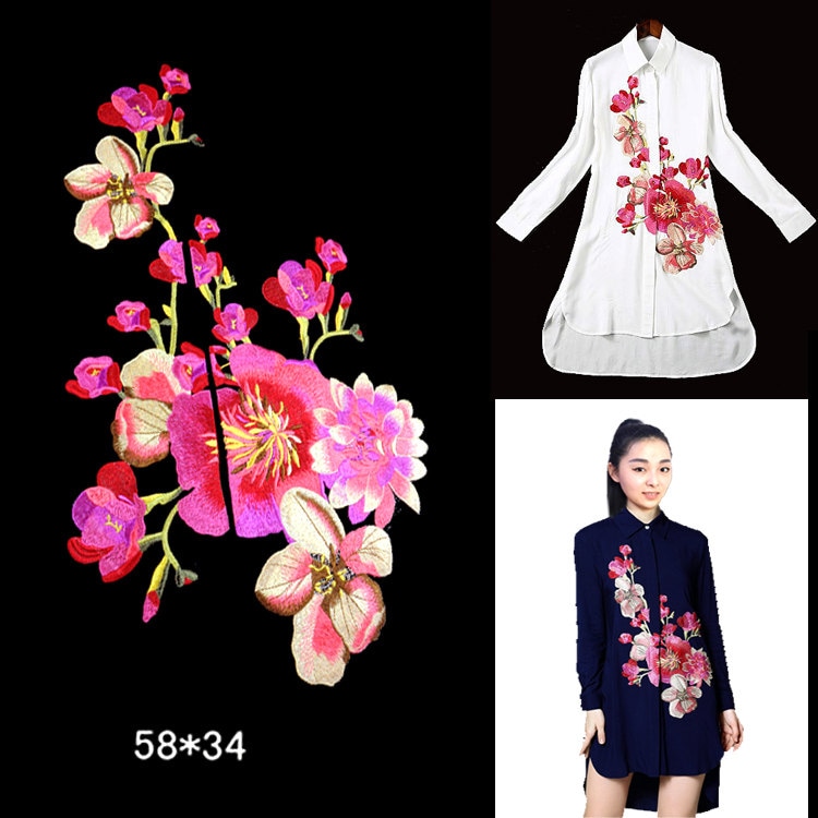 Gestickte Blume Aufnäher Bunte Blumen Applikation Pullover Oder Mantel Dekoration Flicken Nähen Accessoires Ein Paar von Laceshine