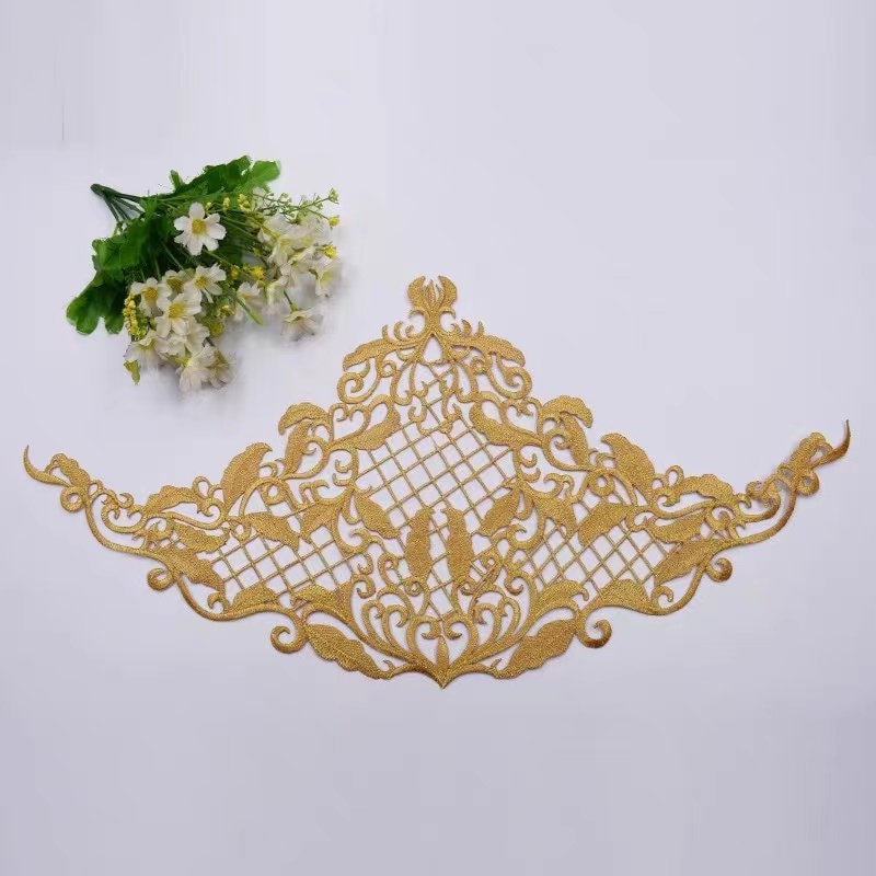 Gold Blume Gestickt Applikation Patch Blumen Kleidung Dekoration von Laceshine