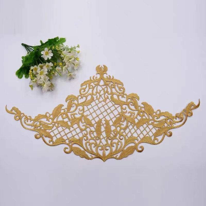 Gold Blume Gestickt Applikation Patch Blumen Kleidung Dekoration von Laceshine