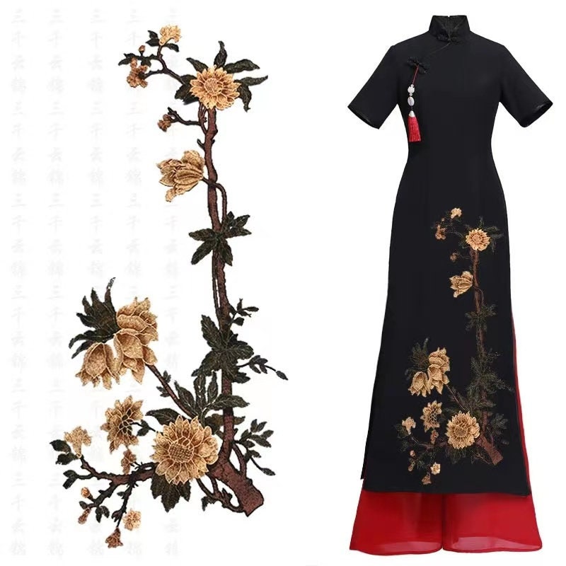 Große Blume Gestickter Flicken Blumen Applikation Aufnäher T-Shirt Dekoration Patch von Laceshine