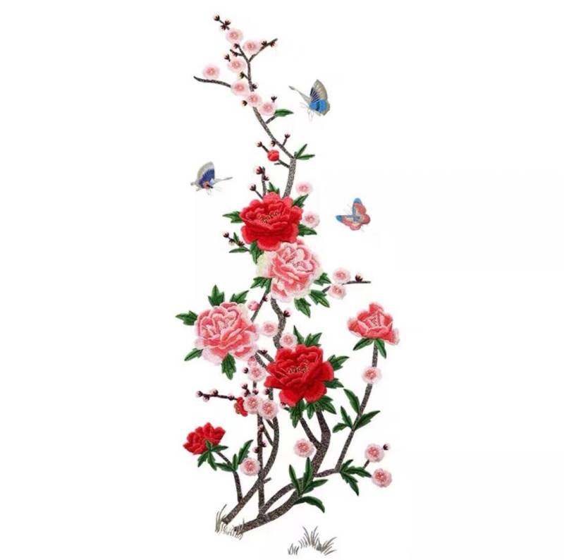 Große Blume Mit Schmetterling Gestickte Blumen Applikation Patch, Kleidung Dekoration Patch Lieferungen von Laceshine