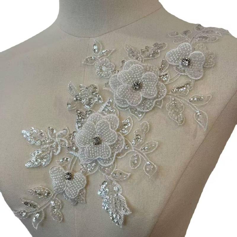 Große Blume Perlen Gestickt Und Blumen Patch Zubehör Für Hochzeit Oder Kleidung Dekoration Patches von Laceshine