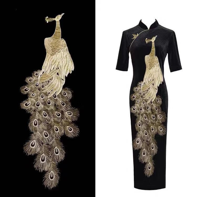 Große Pfau Aufnäher Pailletten Applikation Kleidung Dekoration Patch von Laceshine