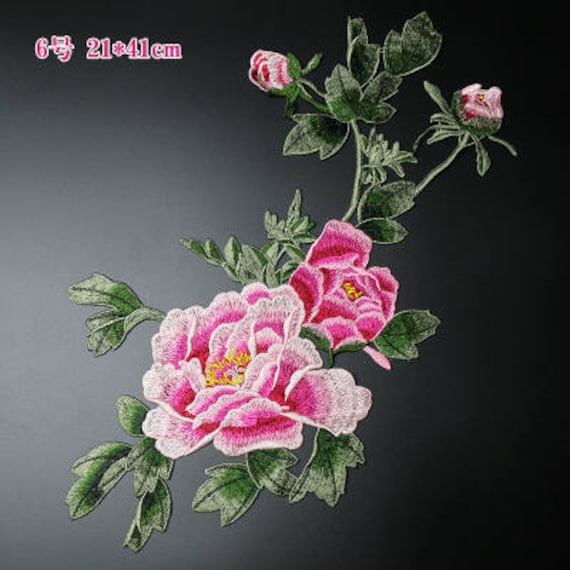 Große Pfingstrose Gestickter Applikationsflicken Blumenaufnäher Kleidungsdekorationsaufnäher Große Pfingstrose Gestickter Applikationsflicken Blumenaufnäher Kleidungsdekorationsaufnäher von Laceshine