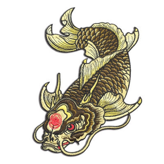 Großer Fisch Aufnäher Applikation Dekoration Gestickt von Laceshine