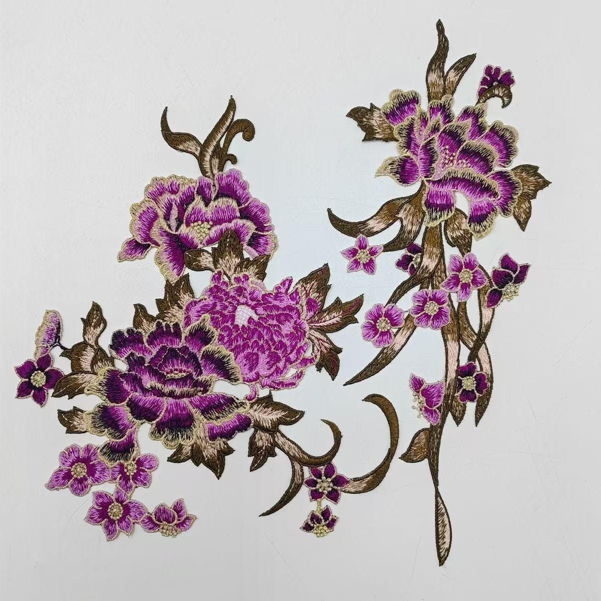 Paar Blumen Gestickt Auf Patch Applikation Mantel Oder Jeans Dekoration Angenäht von Laceshine