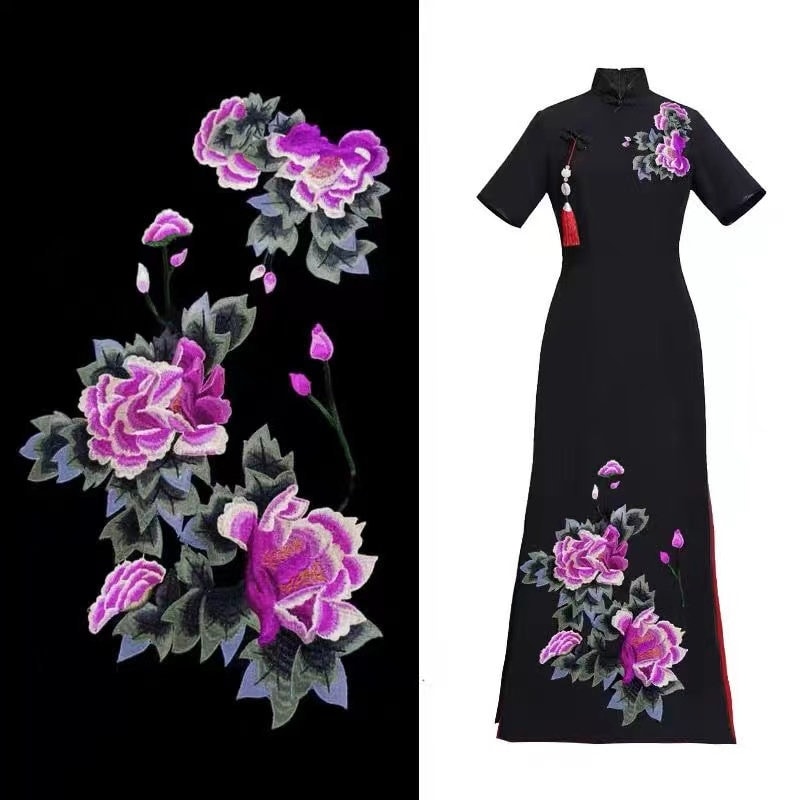 Paar Blumen Gestickte Blume Applikation Patch Kleidung Dekoration Für T-Shirt Oder Mantel, Dekoration von Laceshine