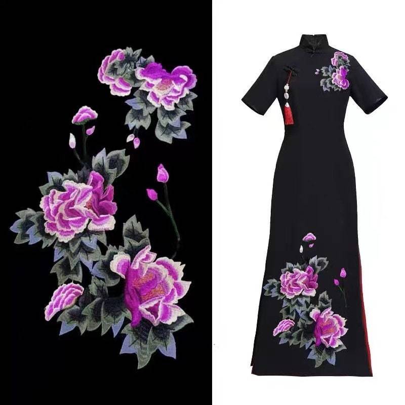 Paar Blumen Gestickte Blume Applikation Patch Kleidung Dekoration Für T-Shirt Oder Mantel, Dekoration von Laceshine