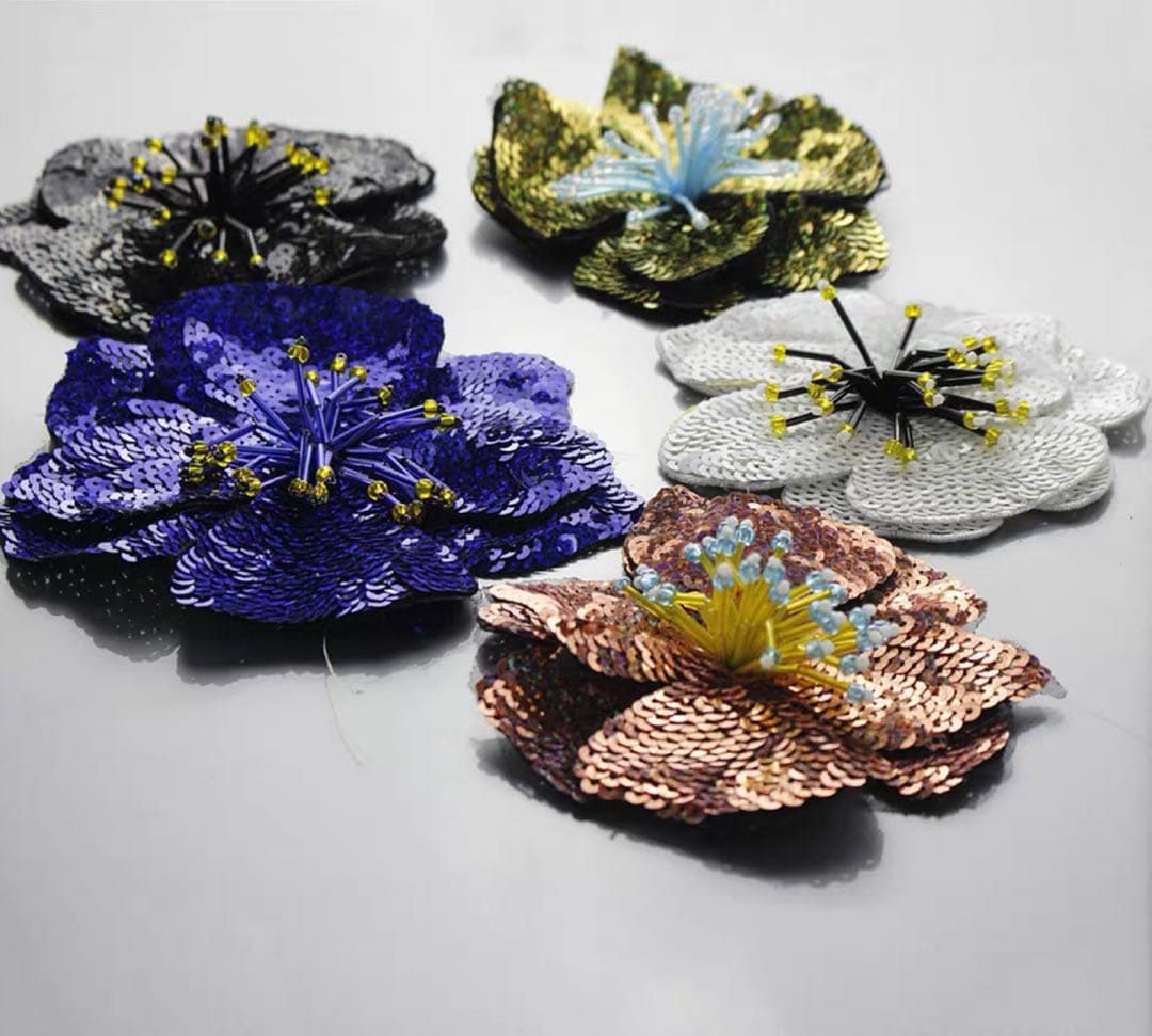 Pailletten Mit Perlen Blumen Applikationen Aufnäher, Embroidery Tasche Oder Schuhe Kleidung Dekorativer Patch von Laceshine