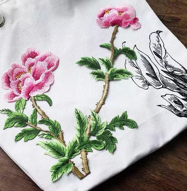 Pfingstrose Blume Patch Pullover Applikation Floral Bestickt von Laceshine