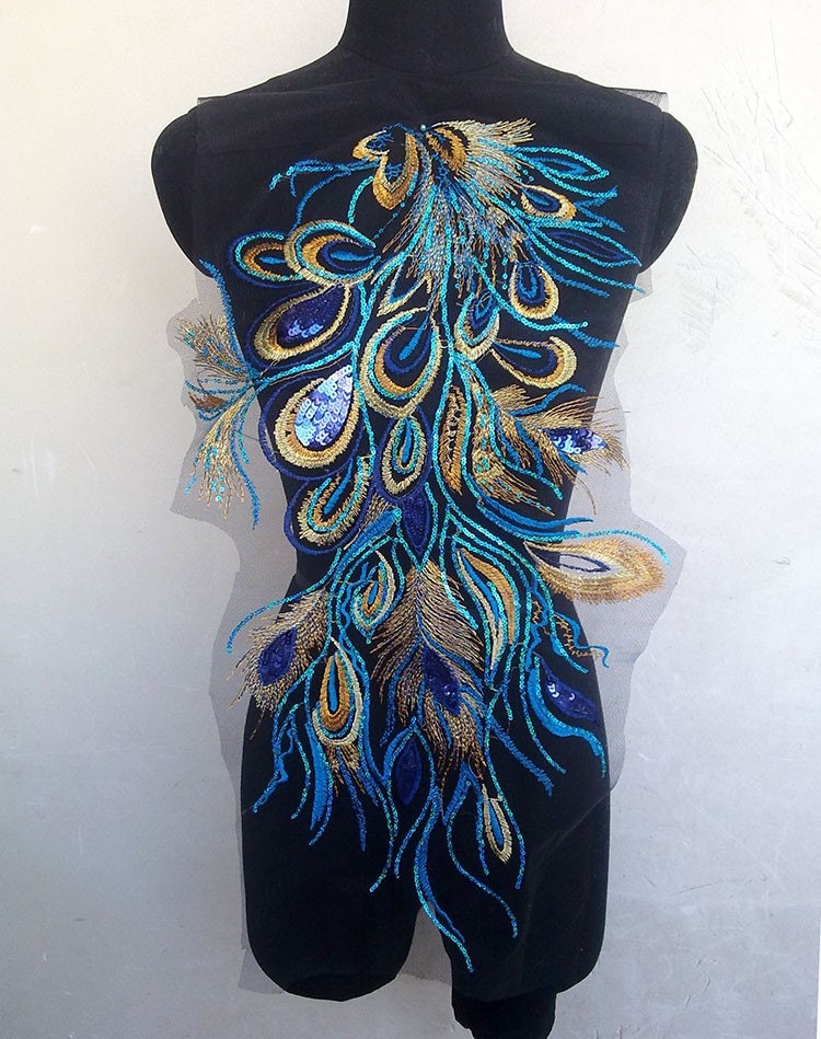 Phoenix Feder Pailletten Patch Applikation Gestickte Stoff Annähen Auf Patches Für Bühnenkleidung von Laceshine