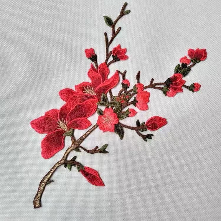 Rote Blume Aufnäher Kleidung Stickerei Applikationen von Laceshine