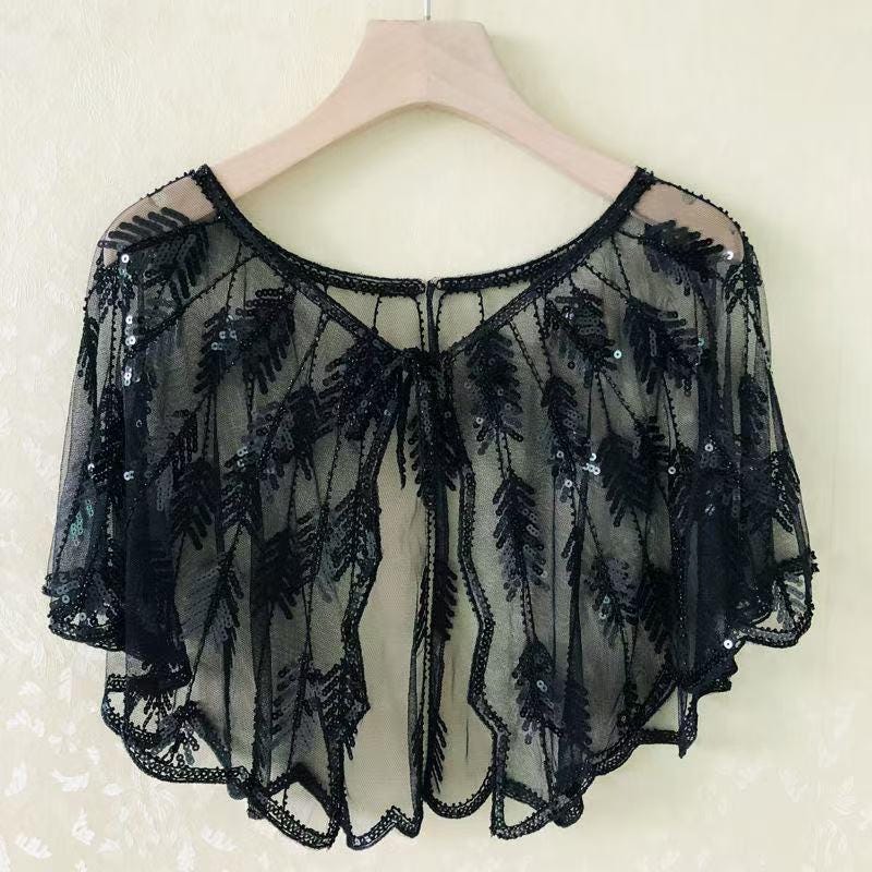 Hochzeit Schal Umhang Perlen Pailletten Spitze Vielseitig Kleid Dekoration Umhang Accessoires von Laceshine