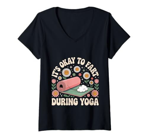 Damen It's Okay to Fart During Yoga Wortspiele dehnen - T-Shirt mit V-Ausschnitt Damen It's Okay to Fart During Yoga Wortspiele dehnen - T-Shirt mit V-Ausschnitt von Lachen Furz Wortspiele dehnen