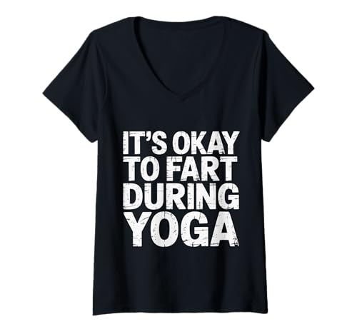 Damen It's Okay to Fart During Yoga Wortspiele dehnen - T-Shirt mit V-Ausschnitt Damen It's Okay to Fart During Yoga Wortspiele dehnen - T-Shirt mit V-Ausschnitt von Lachen Furz Wortspiele dehnen