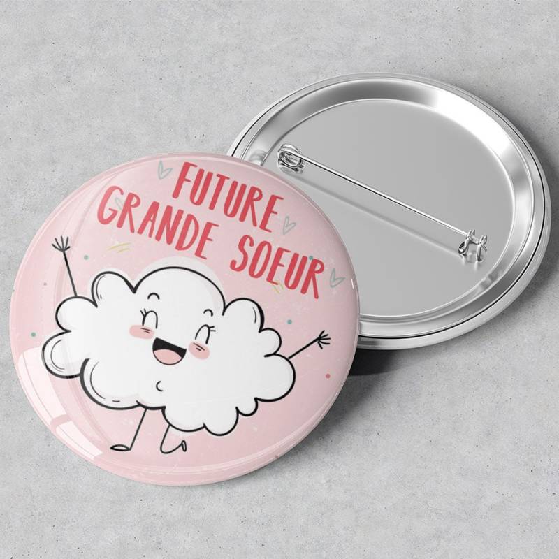 Rundes Abzeichen Zukunft Große Schwester - Großes Metallformat 45 Mm von Lachouettemauve