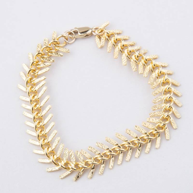 Chunky Vergoldetes Fischgrät Armband, Fischknochen Gold Statement Fisch Knochen Dickes Armband von LaciAndGold