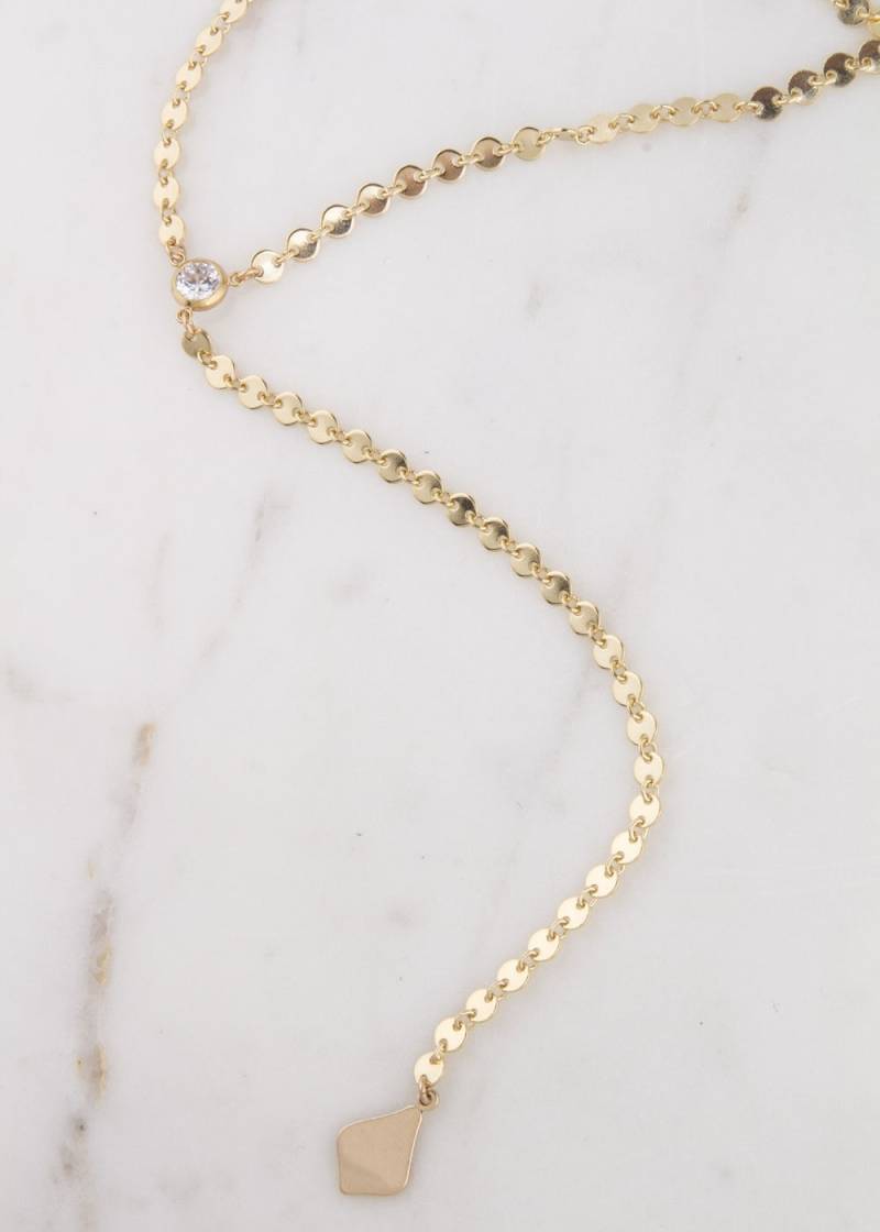 Cz Y Lariat Gold Multi Disc Halskette, Münze Disk Schichtung Pailletten Goldkette von LaciAndGold