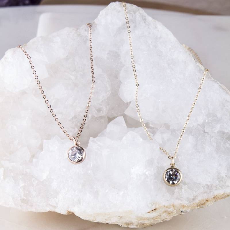 Gold Cz Tropfen Halskette, Einfache Geschenk Für Sie, Brautjungfer Überschichtet Solitär Brautjungfern von LaciAndGold