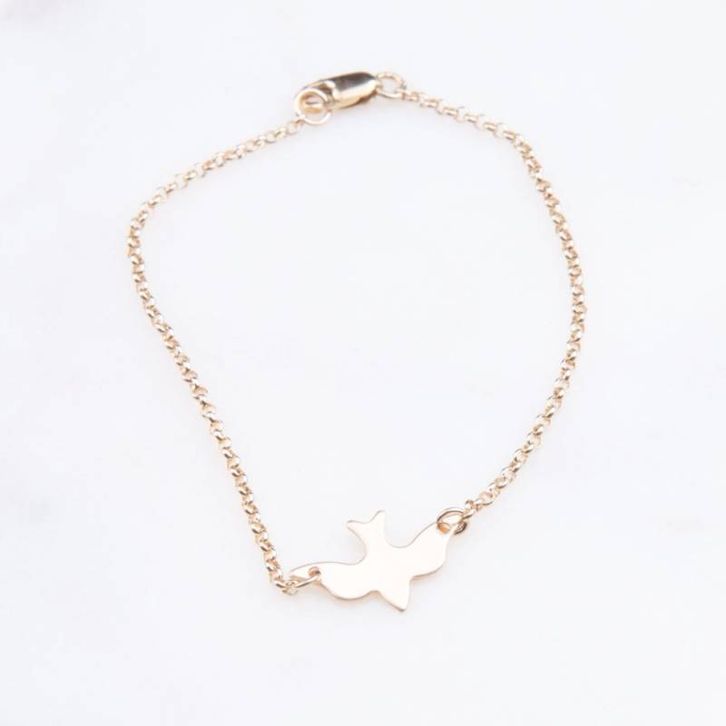 Vogel Gold Armband, Taube Minimal Silber Rose Minimalist von LaciAndGold