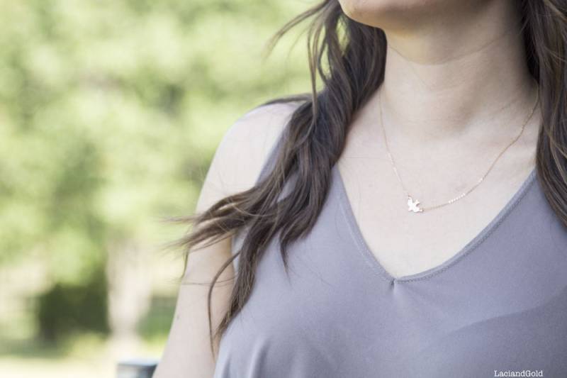 sterling Silber, Gold Filled, Rosegold Filled Taube Halskette, Zarte Einfache Vogel Layered Moderne Halskette von LaciAndGold