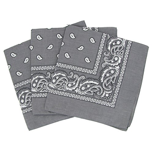 Set 3 bandanas paisley damen und herren dunkelgrau von Laciteinterdite