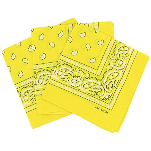 Set 3 bandanas paisley damen und herren gelb von Laciteinterdite