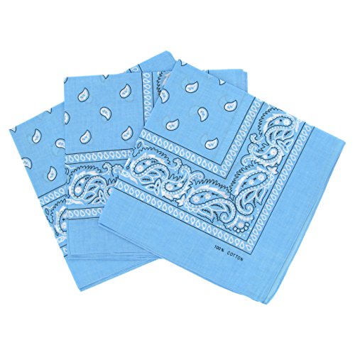 Set 3 bandanas paisley damen und herren hellblau von Laciteinterdite