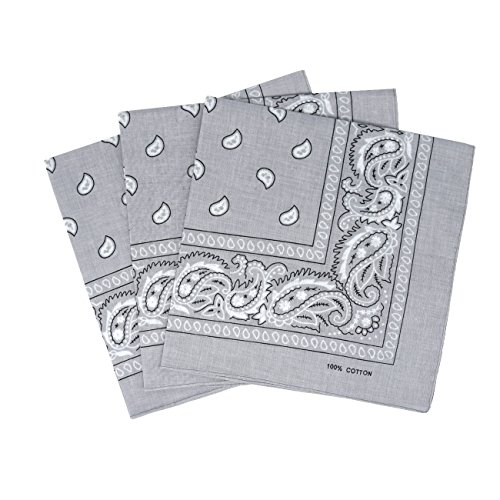 Set 3 bandanas paisley damen und herren hellgrau von Laciteinterdite