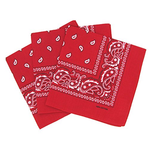 Set 3 bandanas paisley damen und herren rot 57x57cm von Laciteinterdite