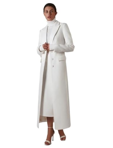 Lacoac Damen Peak Revers Langer Blazer Arbeit Lässig Anzug Jacke Einreihig Knopf Oberbekleidung von Lacoac