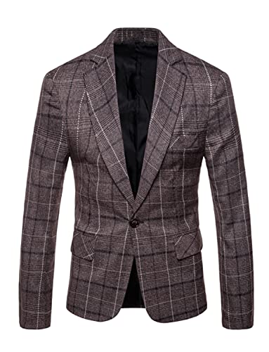 Lacoac Herren Hahnentritt Blazer Kerbe Revers Jacke eine Taste täglich Business Casual Abendessen Smokings Mantel von Lacoac