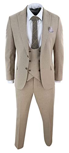 Lacoac Herren Herringbone Vintage Smoking Peak Revers Zwei Knöpfe Anzug Dreiteilige Jacke Weste Hose Business Hochzeit von Lacoac