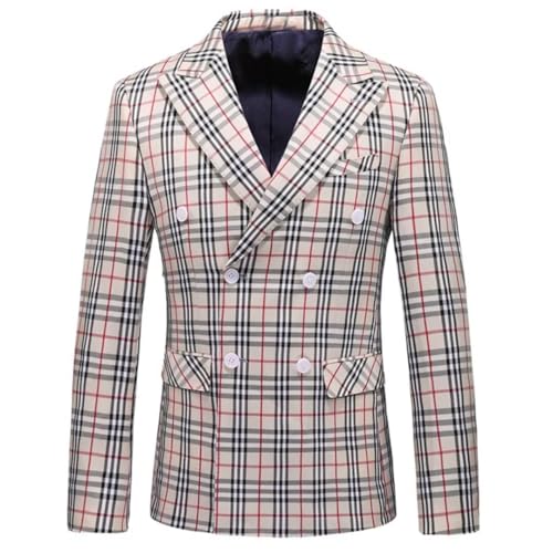 Lacoac Herren Plaid Anzug Blazer Zweireihige Knöpfe Geprüft Mantel für Formale Bräutigam von Lacoac