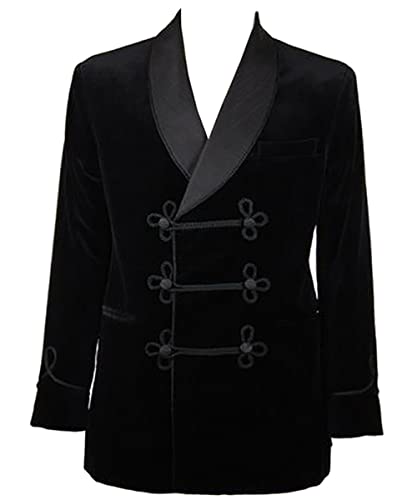 Lacoac Herren Samt Blazer Schal Revers Smoking Jacke zweireihig Knöpfe Party Abendessen Cosplay von Lacoac