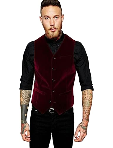 Lacoac Herren Samt Smoking Weste Einreihiger Anzug Weste Party Täglich Hochzeit Formal von Lacoac