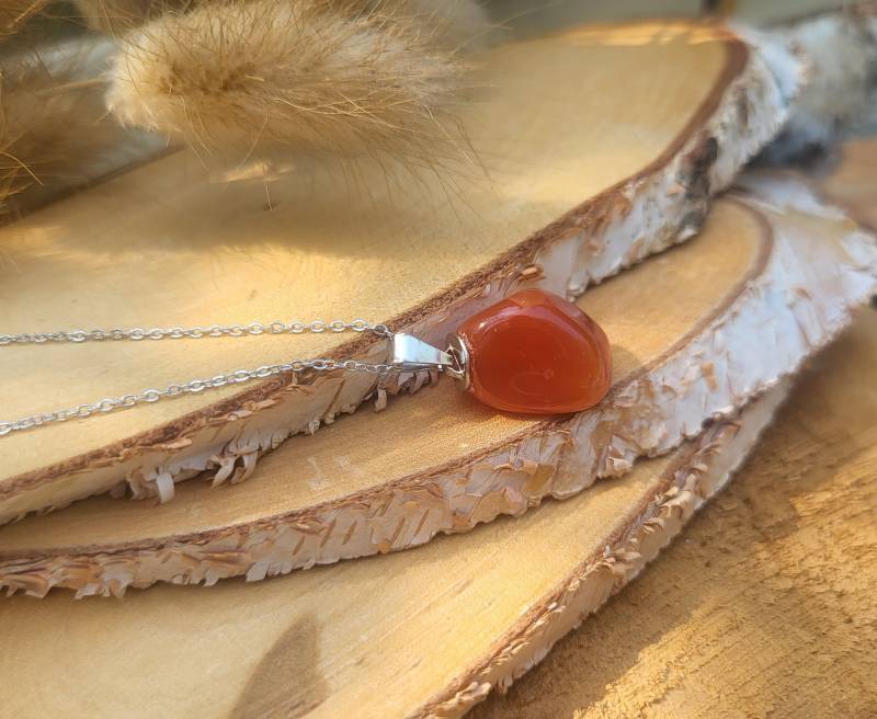 Achat Kette Silber Orange Rot Balance von LacooniSchmuck
