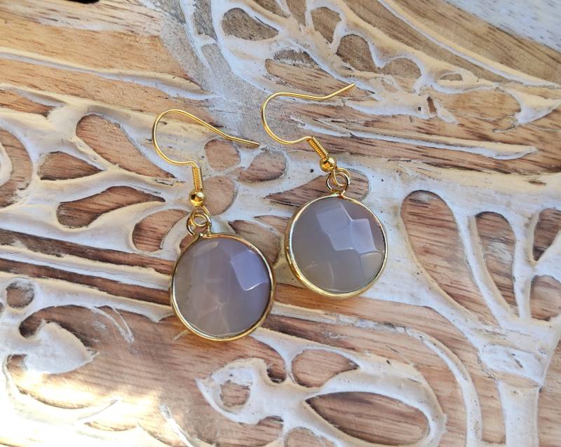 Achat Ohrringe Gold Rund Edelsteinohrringe Edelstein von LacooniSchmuck