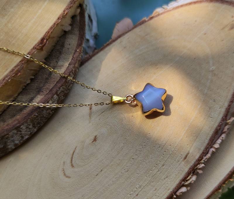Achat Stern Kette Gold Edelsteinkette Edelstein von LacooniSchmuck