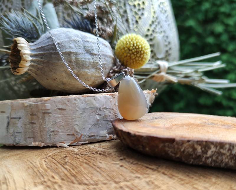 Achat Tropfen Kette Silber Edelsteinkette von LacooniSchmuck