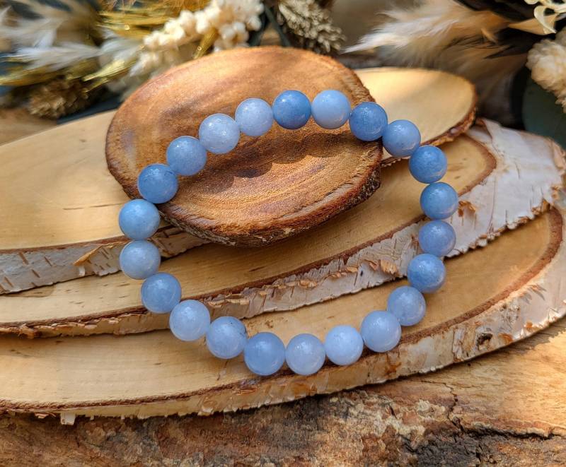 Aquamarin Armband 8mm Perlen Edelsteinarmband von LacooniSchmuck