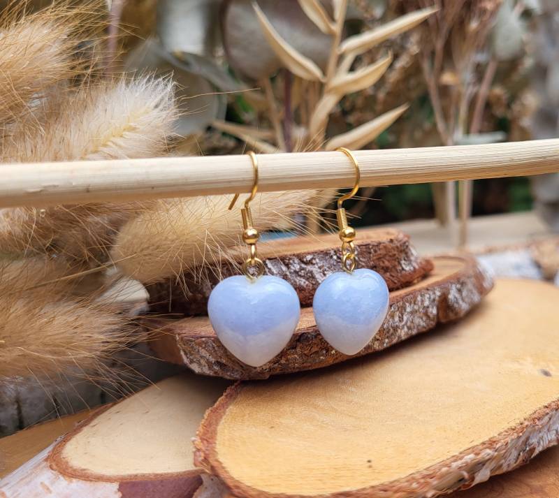 Aquamarin Herz Ohrringe Gold Edelstein Ohrhänger Herzen von LacooniSchmuck