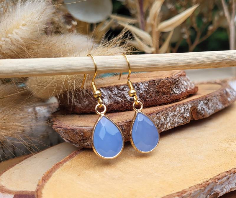 Aquamarin Tropfen Ohrringe Gold Edelstein Ohrhänger von LacooniSchmuck