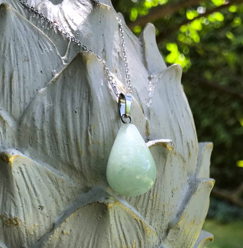 Aventurin Tropfen Kette Silber Edelsteinkette von LacooniSchmuck