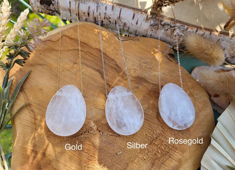 Bergkristall Kette Silber Gold Rosegold Kristall Edelsteinschmuck von LacooniSchmuck