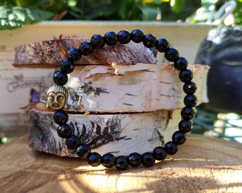 Buddha Armband Onyx Bronze 6mm Schwarz Mala von LacooniSchmuck