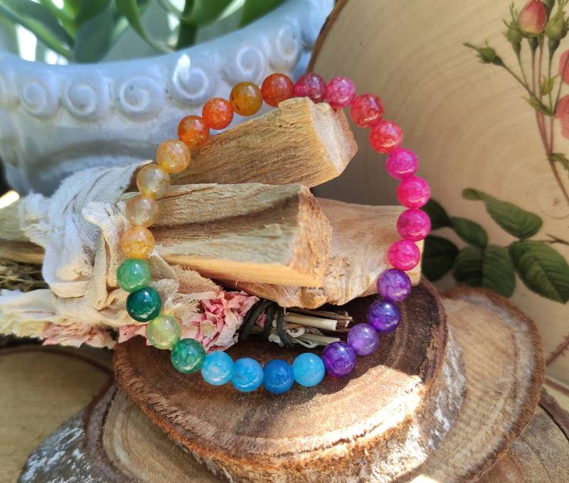 Chakra Armband Achat 6mm 7 Chakren Mala Meditation von LacooniSchmuck