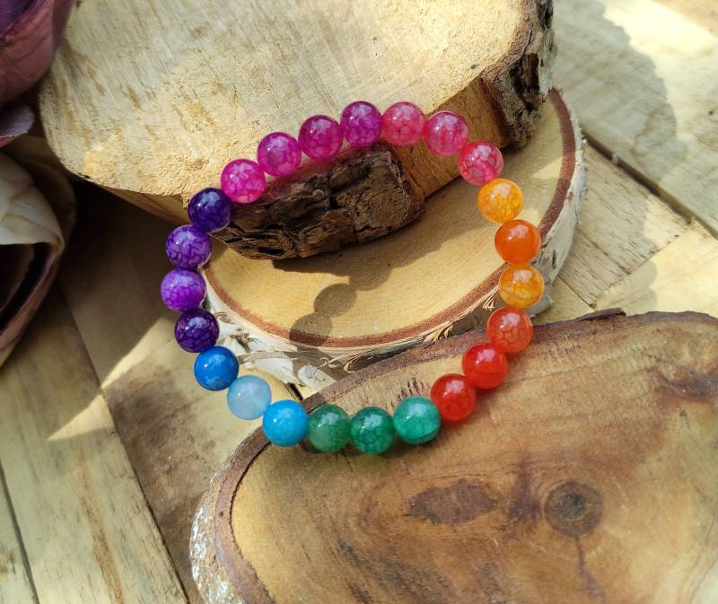 Chakra Armband Achat 8mm 7 Chakren Mala Meditation von LacooniSchmuck