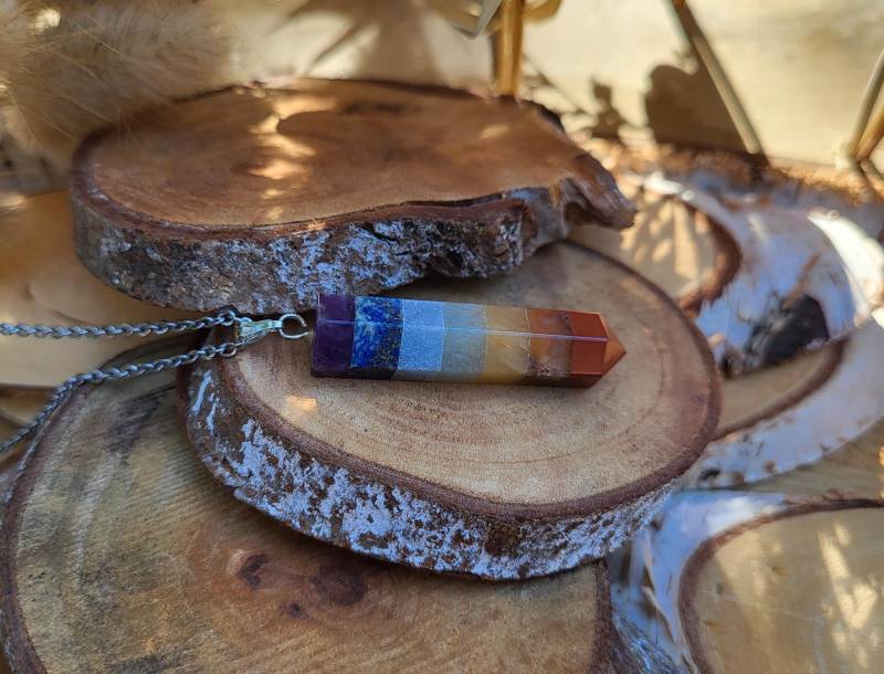Chakra Stift Kette Amethyst Jaspis Aventurin Jade Lapislazuli Aquamarin Silber Edelsteinkette von LacooniSchmuck